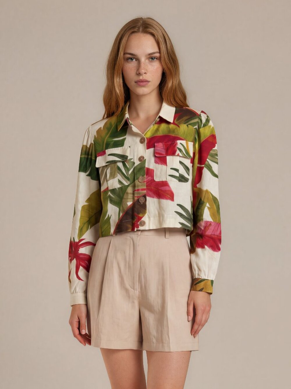 Farm Rio Floral Blouse With Wood Buttons